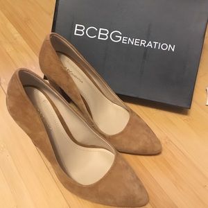 BCBG suede heels